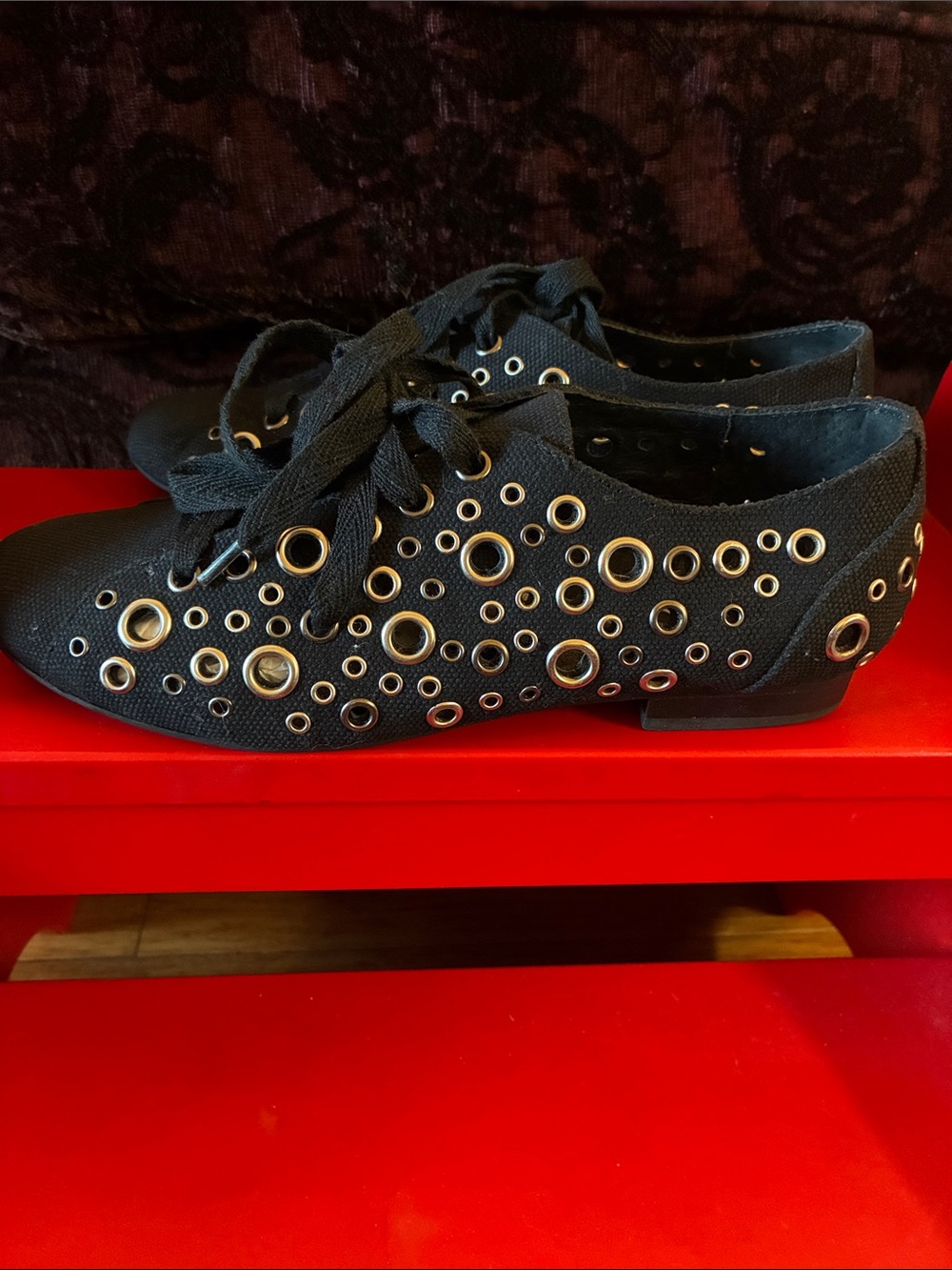 NWOT Jeffrey Campbell Chuck Black Canvas Lace-Up Flats with Silver Eyelets Sz 7